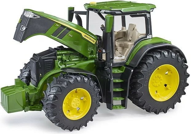 Igrača traktor BRUDER John Deere 7R 350, plastika, merilo 1:16, zelen, črn, rumen