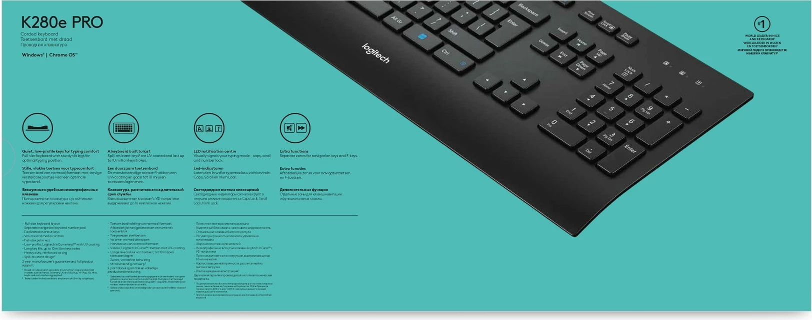 Polna velikost žična tipkovnica za podjetja Logitech K280e, USB, QWERTY, črna