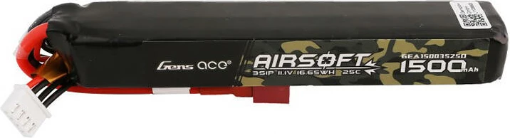 Baterija LiPo 1500mAh 11.1V 25C s T Plug za airsoft, Gens ace GEA15003S25D