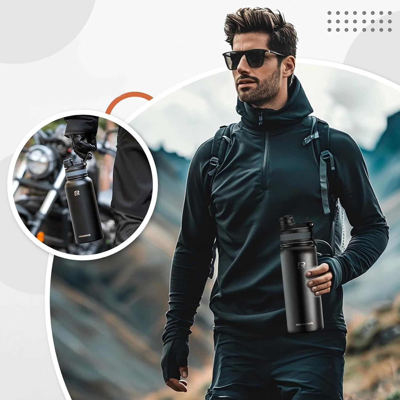 Športni termos Rockbros 35210029001, 550 ml, črn