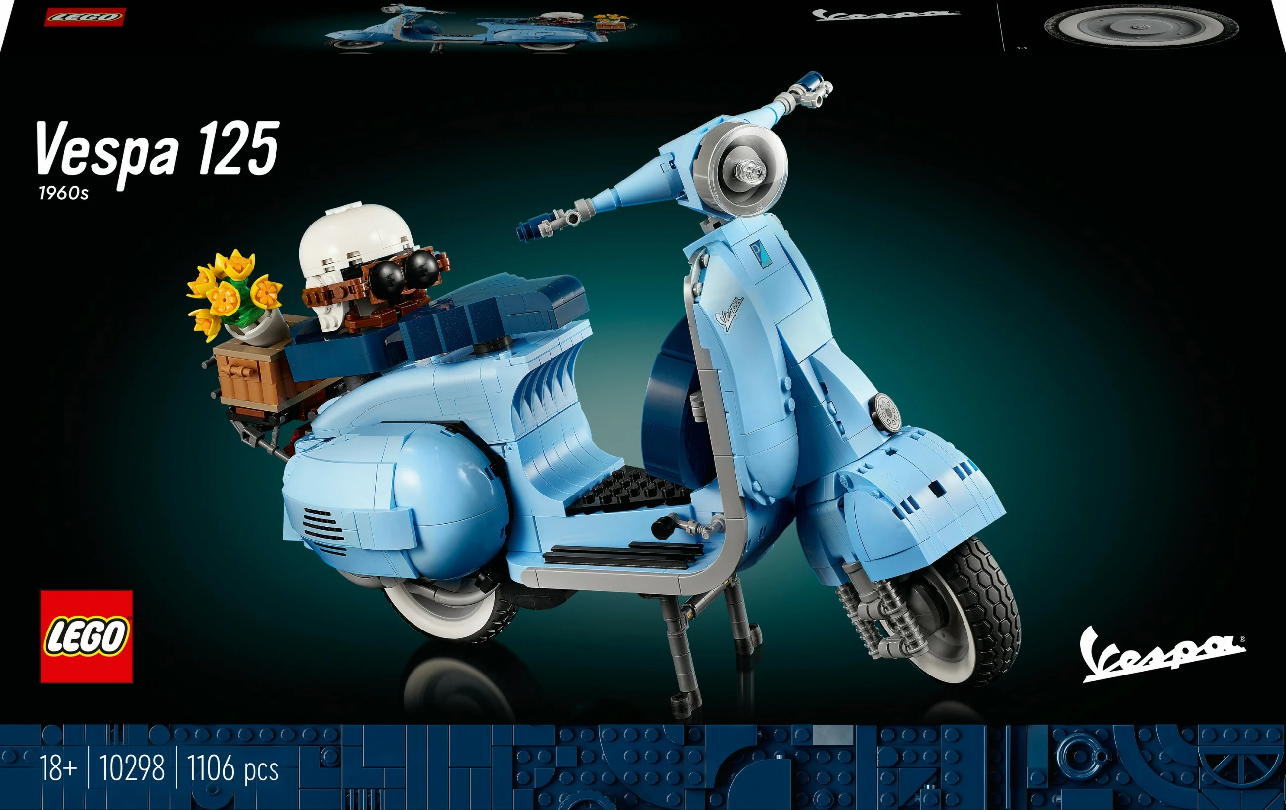 Model skuterja Vespa 125, komplet LEGO Creator Expert, 1107 kosov, večbarven