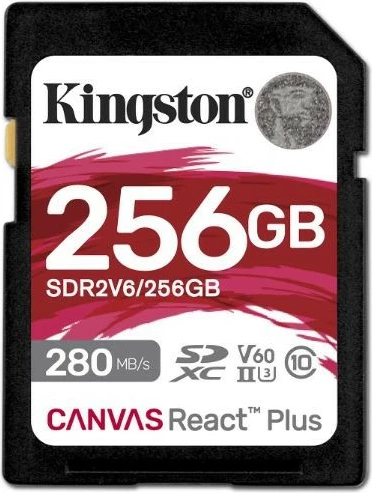 SD pomnilniška kartica Canvas React Plus Kingston, 256GB, 280MB/s, V60