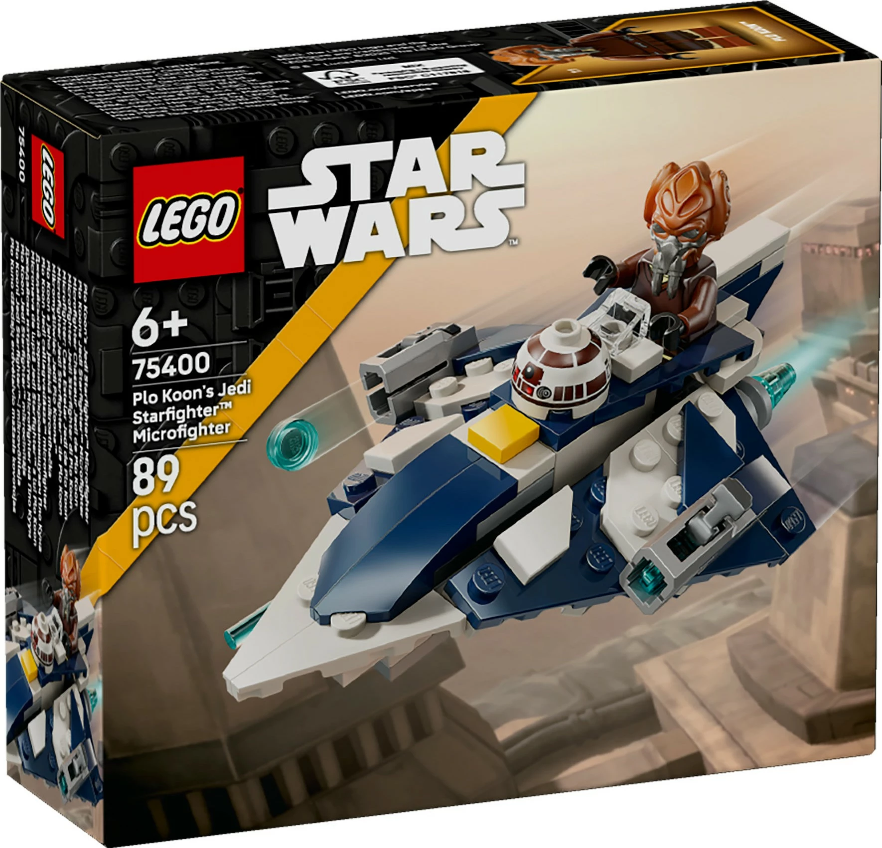 Mikroborilnik Star Wars Plo Koon’s Jedi Starfighter, LEGO set 75400, 89 kosov, večbarven