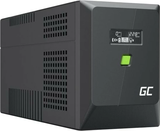 Neprekinjeno napajanje (UPS) Green Cell UPSLP1400, 1400W/2000VA, čista sinusna, LCD zaslon, črn