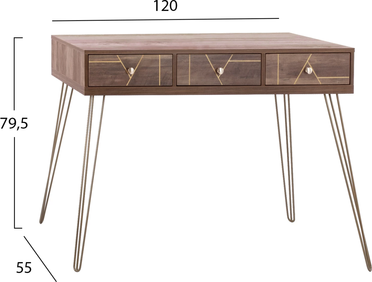 Konzola Kaitlyn FH8653 oreh z zlatom 120x55x79,5 cm