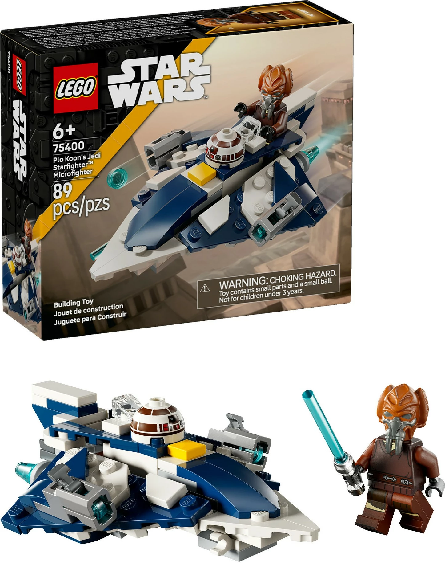 Mikroborilnik Star Wars Plo Koon’s Jedi Starfighter, LEGO set 75400, 89 kosov, večbarven