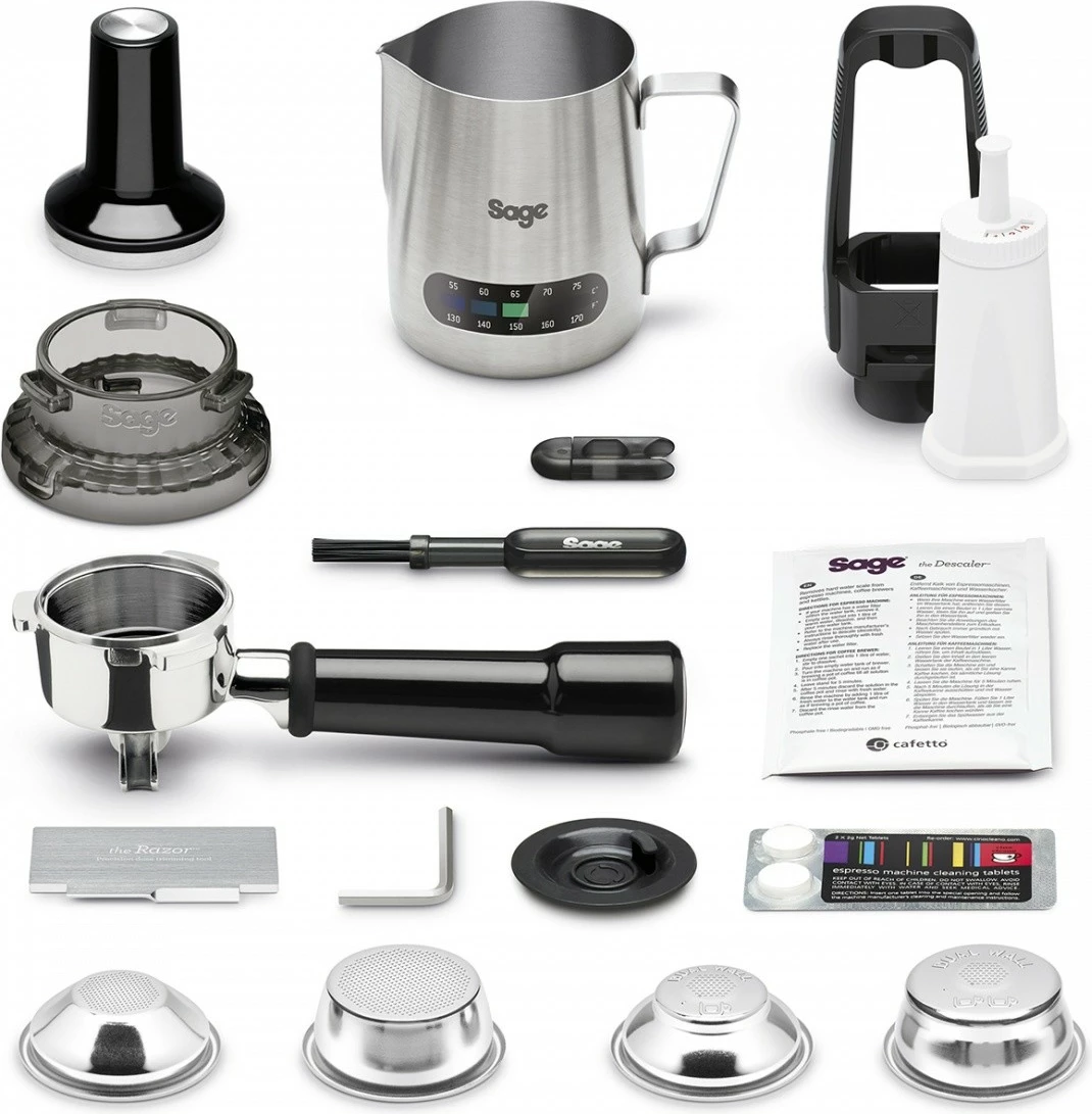 Polavtomatski aparat za espresso z mlinčkom, Sage Barista Express SES875BTR, 250 g, 2 L, 15 bar, črn Black Truffle, z levčkom za doziranje