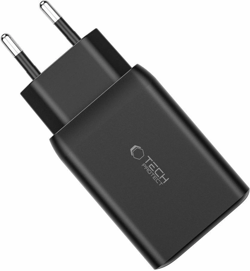 Omrežni polnilec 2x USB-C PD 65W / USB-A QC 3.0, Tech-Protect C65W, bel