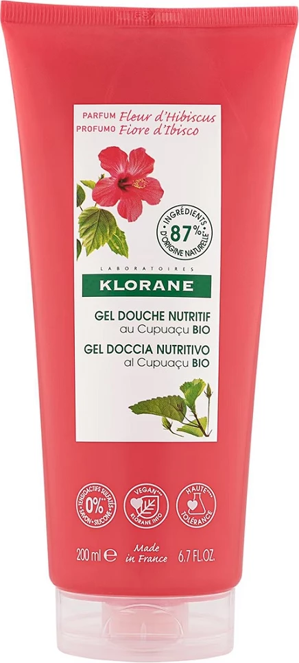 Negojoč gel za prhanje za ženske Klorane Fleur d'Hibiscus 200 ml
