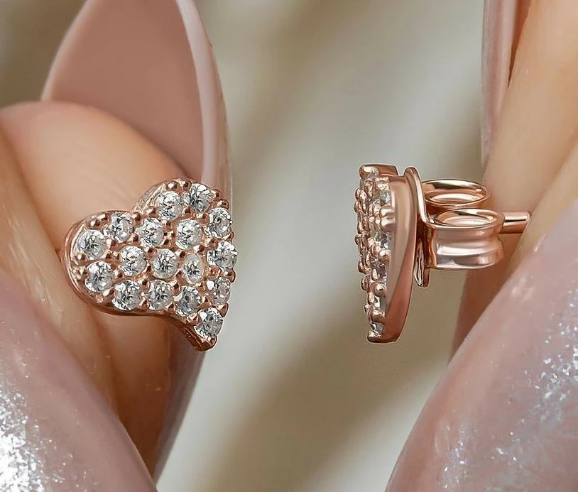 Uhani iz srebra 925, rožnato zlato, Jumeon NRZ999471