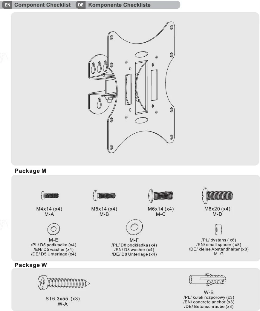 Stenski nosilec za TV Maclean MC-501A, 23–42", črn