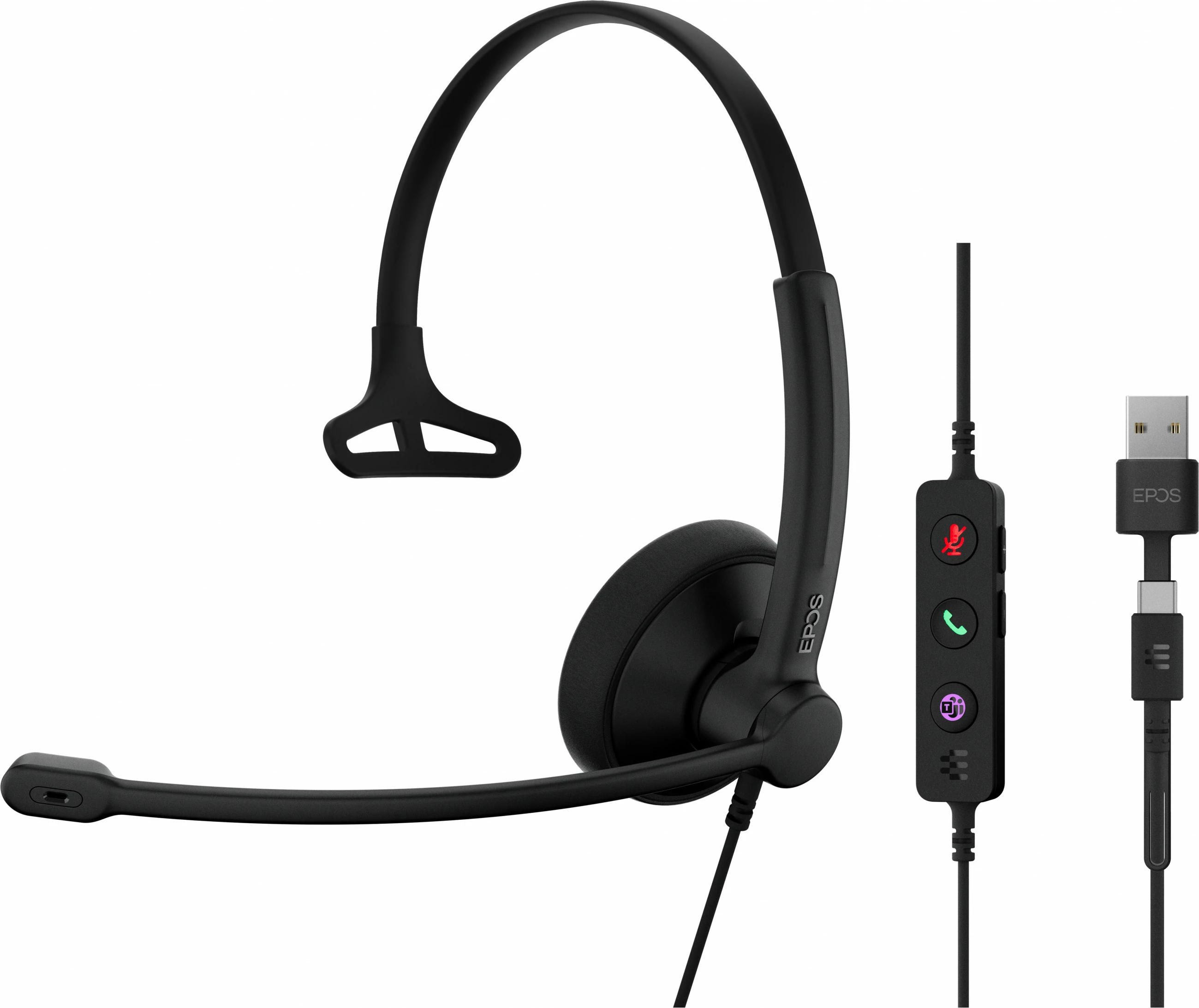 Mono slušalka USB-C+A, EPOS IMPACT 100 MS, črna