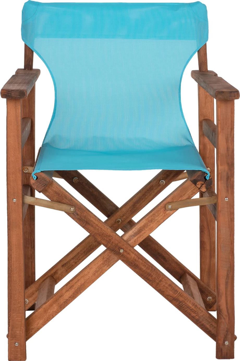 Režiserski stol LIMNOS FH10368.08 v barvi oreha in nebesno modrem textilenu 57x54x88,5 cm