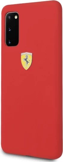 Silikonska zaščitna prevleka Ferrari za Samsung Galaxy S20, rdeča