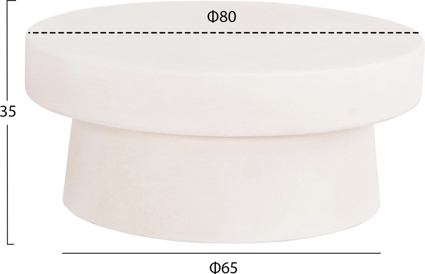 Okrogla klubska miza serije Santorini FH18050 MDF v barvi off-white Φ79x35Hcm