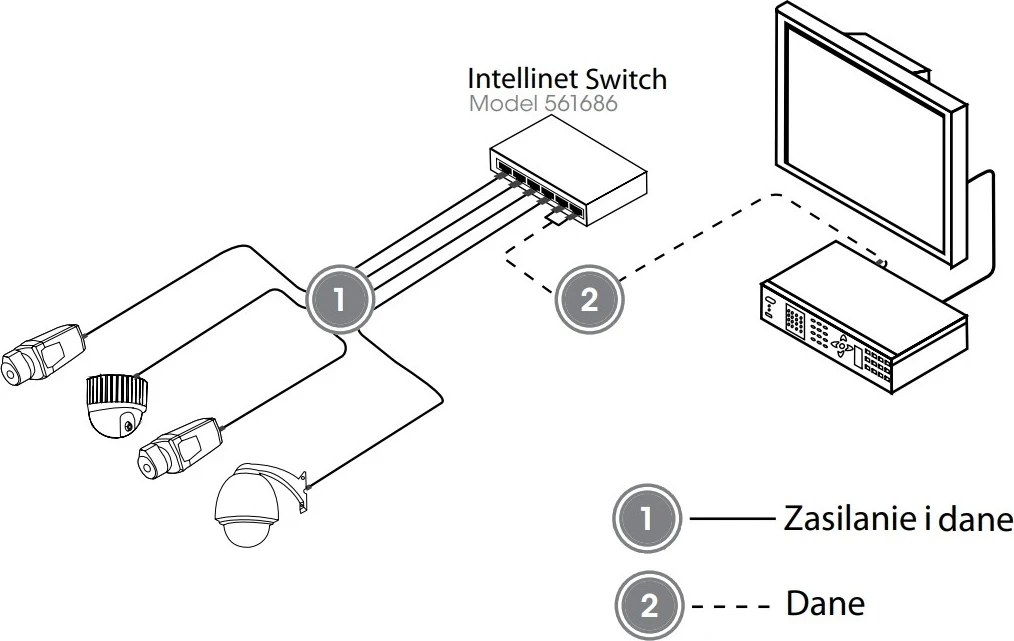 Ethernet preklopnik Intellinet 561686, 6x RJ45, 3x PoE in 1x visoko močnen PoE