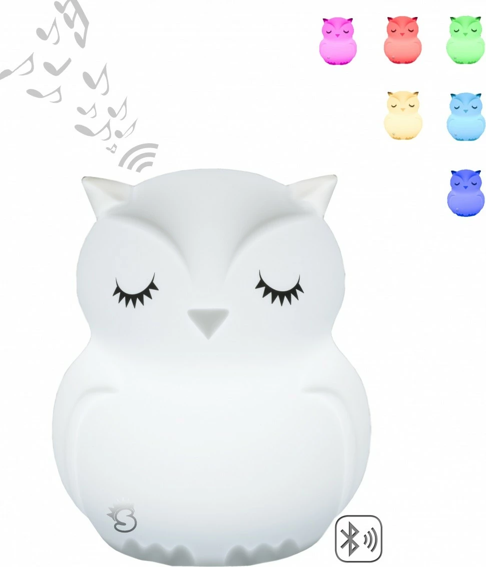Nočna lučka iz silikona v obliki sove, Mesmed MM014, Bluetooth zvočnik, menjavanje barv, bela