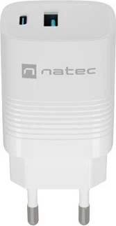 Hiter polnilec GaN 30W z USB-A in USB-C, Natec Ribera, belo
