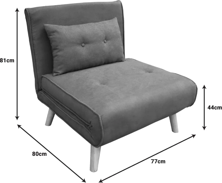 Sedežna postelja Josiane, žamet 'rotten apple' in lesene noge, 77x80x81 cm