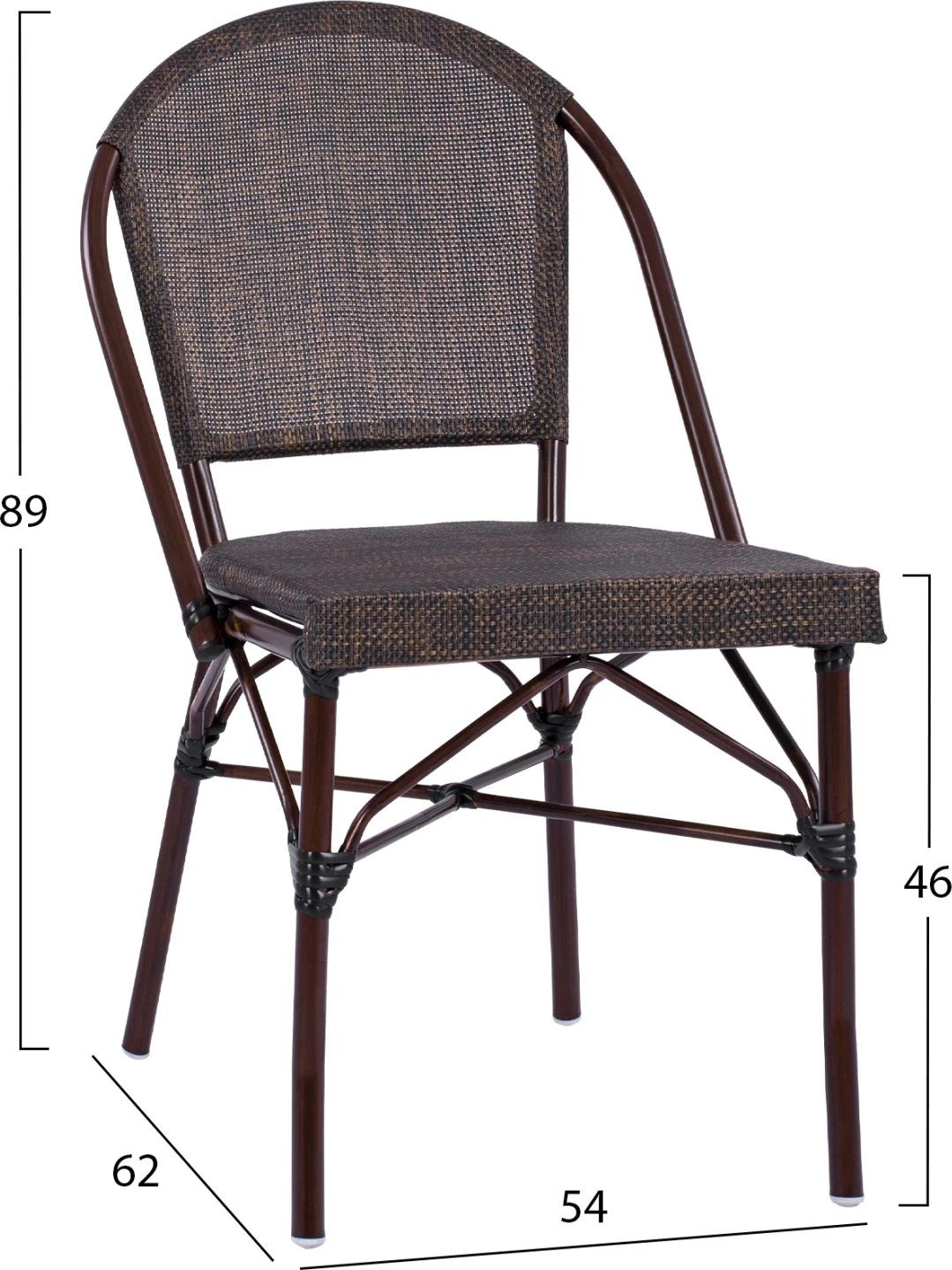 Kovinski stol videz bambusa rjave barve FH5718 54x62x89 cm