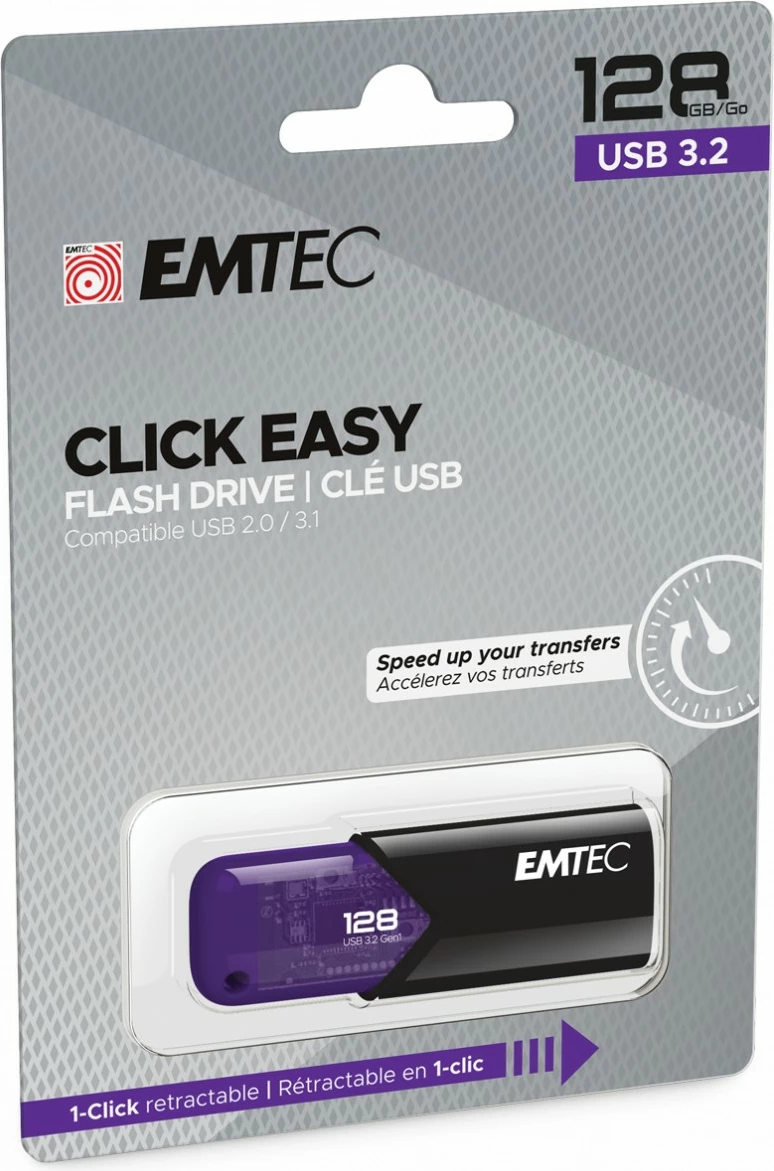 USB ključek EMTEC Click Easy B110 128GB, črn/vijoličen
