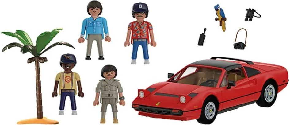 Igralni set Ferrari 308 GTS Quattrovalvole Magnum P.I., Playmobil 71343, s figuricami, rdeč