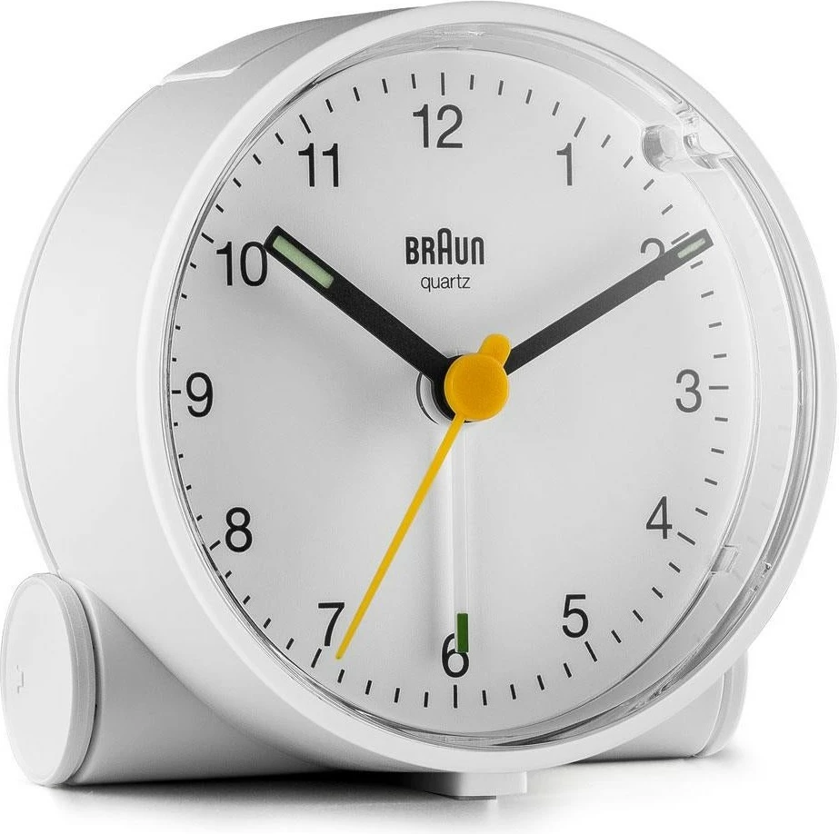 Analogni budilnik, Braun BC01W, quartz, bel
