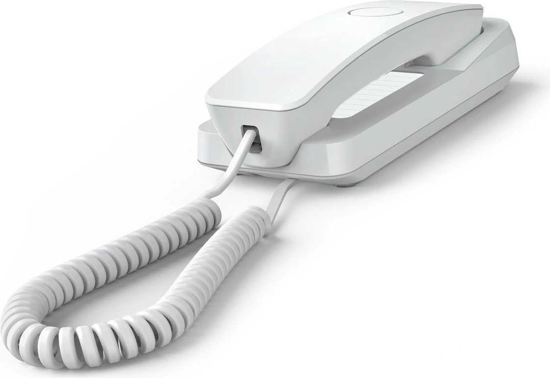 Žični stacionarni telefon, Gigaset DESK 200, 10 hitrih klicev, montaža na steno, brez zaslona, bel