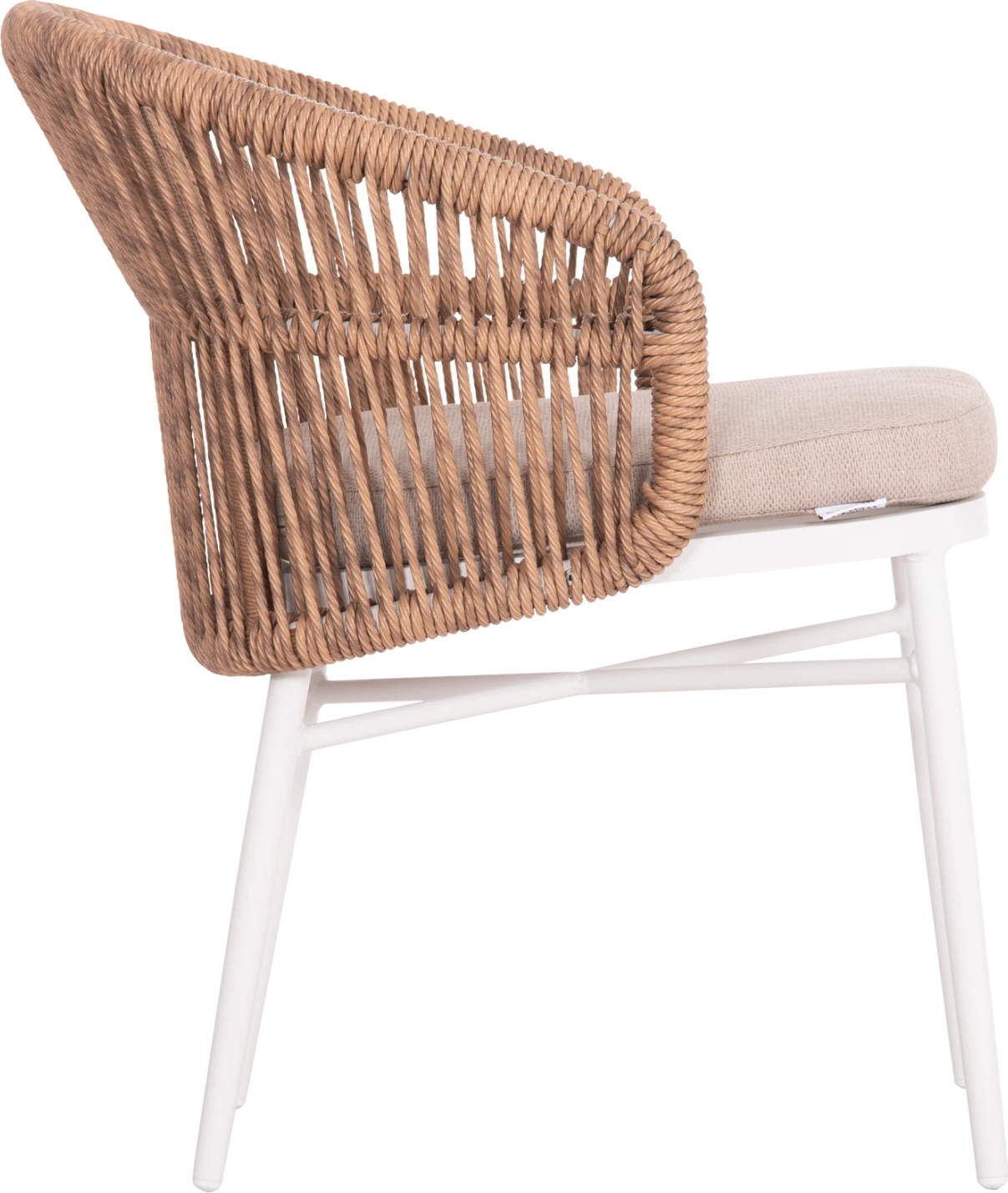 Aluminijast stol ALABAMA FH6265.02, bel - P.E. ratan naraven - bež blazina 58x61x75 H cm