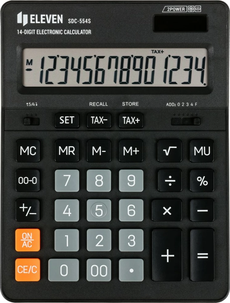 Pisarniški kalkulator ELEVEN SDC-554S, 14-mestni, črn
