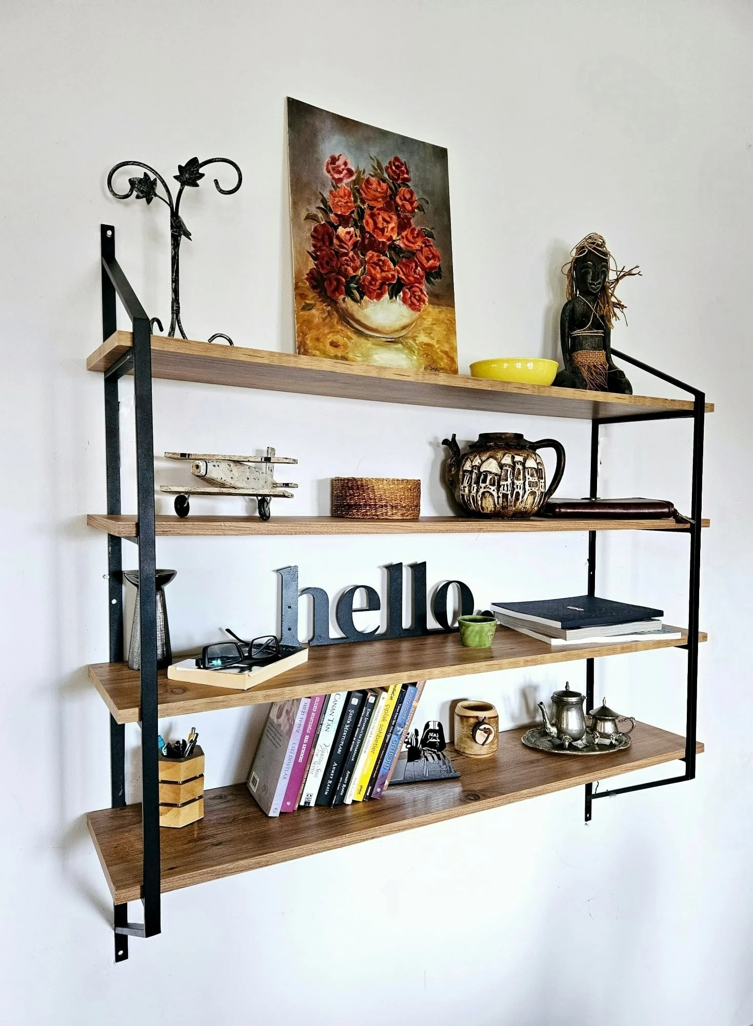 Stenski regal, črn in Atlantic Pine, Skye Decor Raffy4