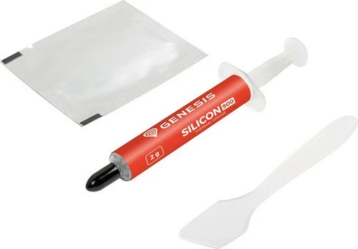 Toplotno prevodno pasto Natec GENESIS Silicon 900, 2 g, z lopatico in krpo, rdeča