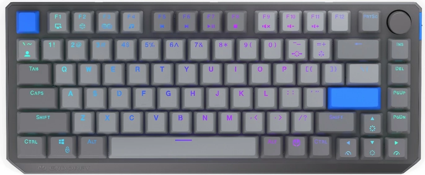 Mehanska brezžična tipkovnica Endorfy Thock V2 75%, RGB, hot-swap, siva