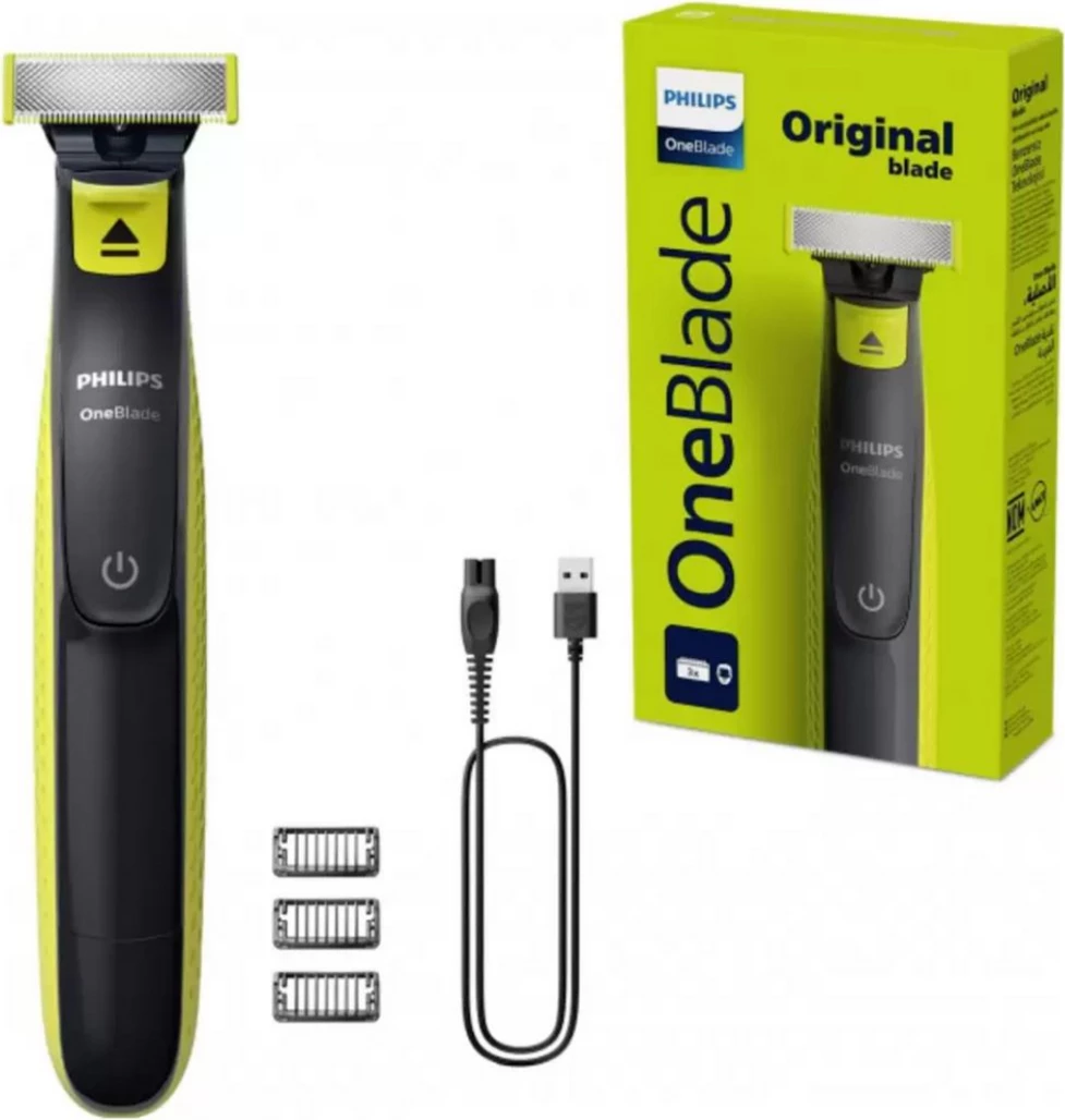Hibridni brivnik za brado z 3 nastavki, USB polnjenje, zelen — Philips OneBlade QP2724/10