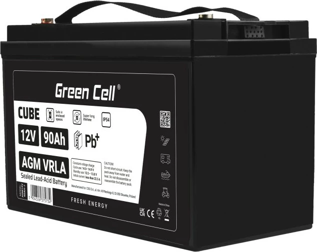 Baterija AGM VRLA, 12V 90Ah, IP54, črn, Green Cell AGM12V90AH-J