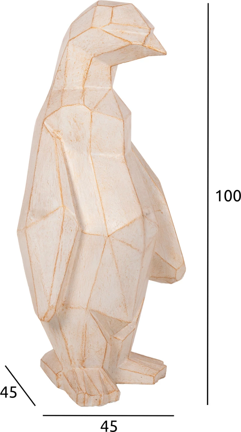 Talna dekoracija pingvin FH7916 GRC v beli patini z zlatimi detajli 45x45x100H cm