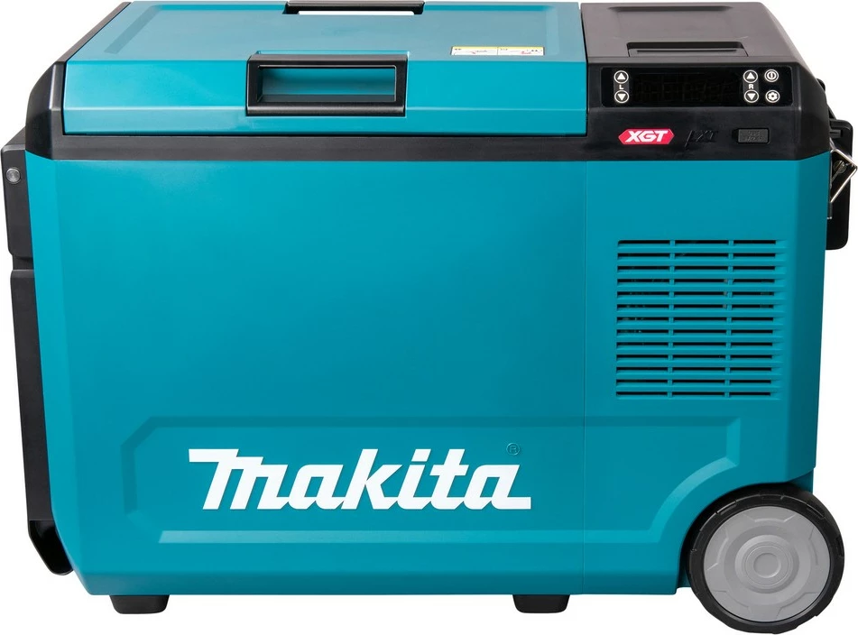 Prenosna termična škatla, hladilno-grelna, Makita CW004GZ 40V, LED zaslon, na kolesih, črno/modra