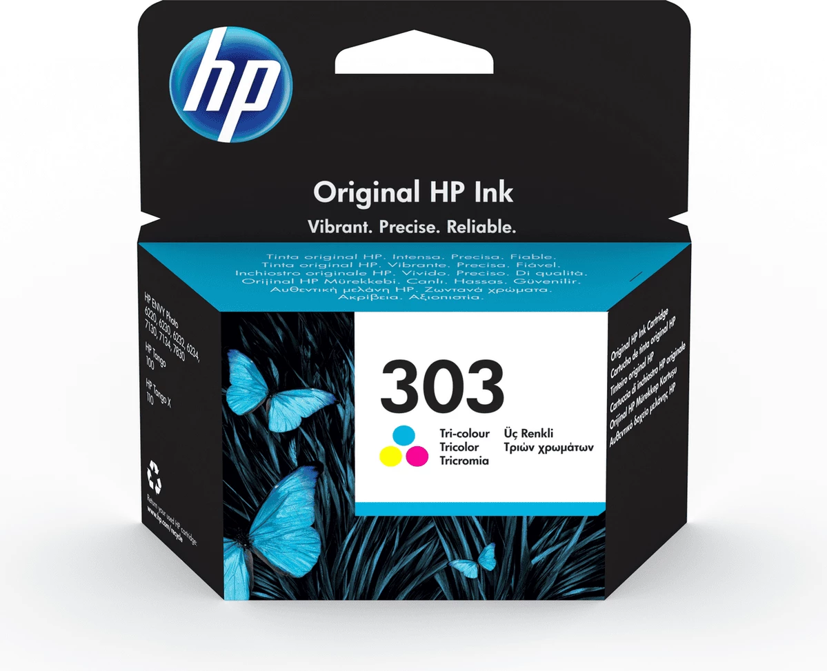 Kartuša s črnilom, tribarvna, 4 ml, do 165 strani, standardna — HP 303 T6N01AE (cianska, magenta, rumena)