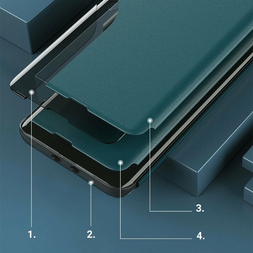Ovitek za telefon z ovitkom in stojalom Hurtel Eco Leather View Case, za Xiaomi Redmi K40 Pro+, K40 Pro, K40, Poco F3, rdeč
