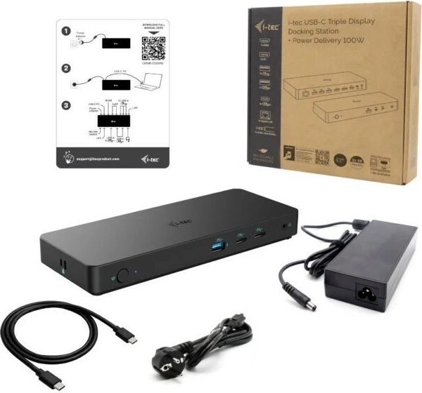 Docking postaja z več zasloni i-tec C31TRIPLEDOCKPDPRO2, Triple Display, Power Delivery 100W, črna