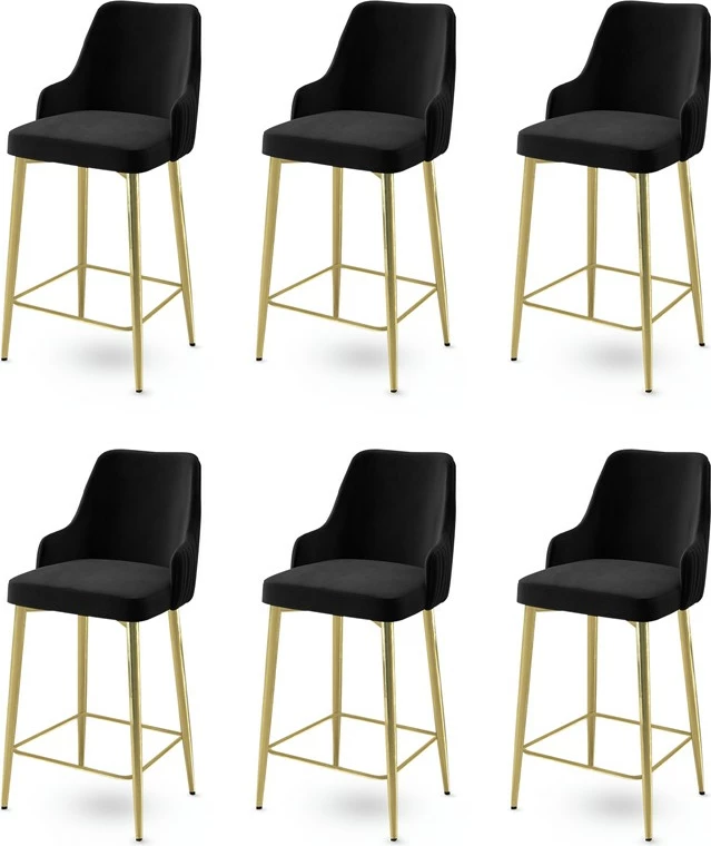 Set barskih stolov (6 kosov), Hanah Home Enox, črno in zlato