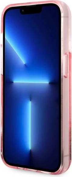 Zaščitni etui z bleščicami v tekočini, Karl Lagerfeld Liquid Glitter Big KL za iPhone 14 Pro 6.1", roza