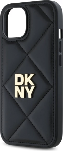 Zaščitni ovoj z vzorcem šivanja in logotipom DKNY za iPhone 14, črn