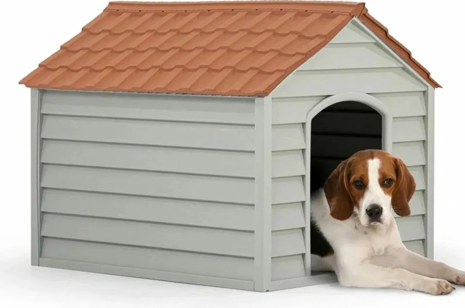 Hiša za hišne ljubljenčke, plastika, siva in rjava, 76 x 64 x 62 cm, Paws & Whiskers, 5100-2