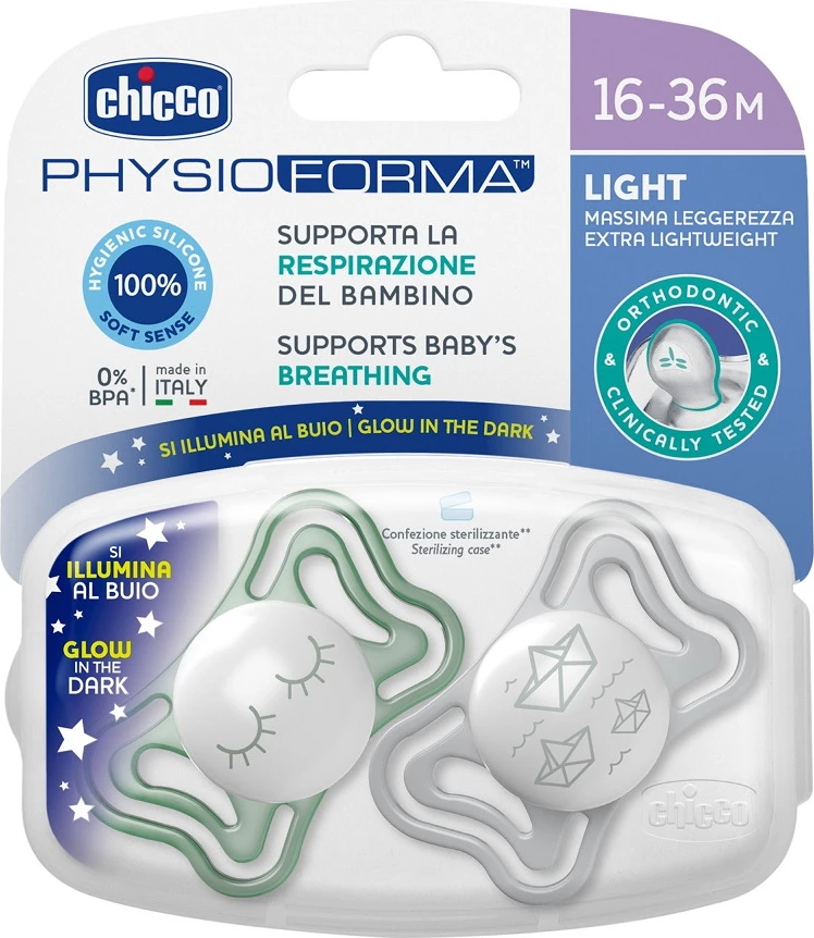 Pomirjevalna silikonska duda PhysioForma Light Calming Chicco, 2 kosa