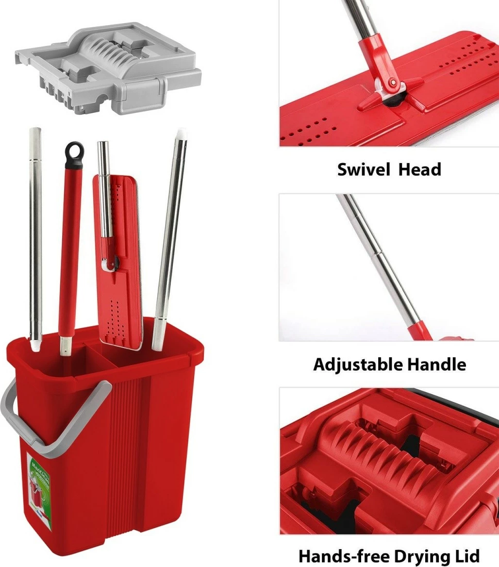 Mop raven GreenBlue MaxiClean GB850 z vedrom in ožemalnikom, rdeč