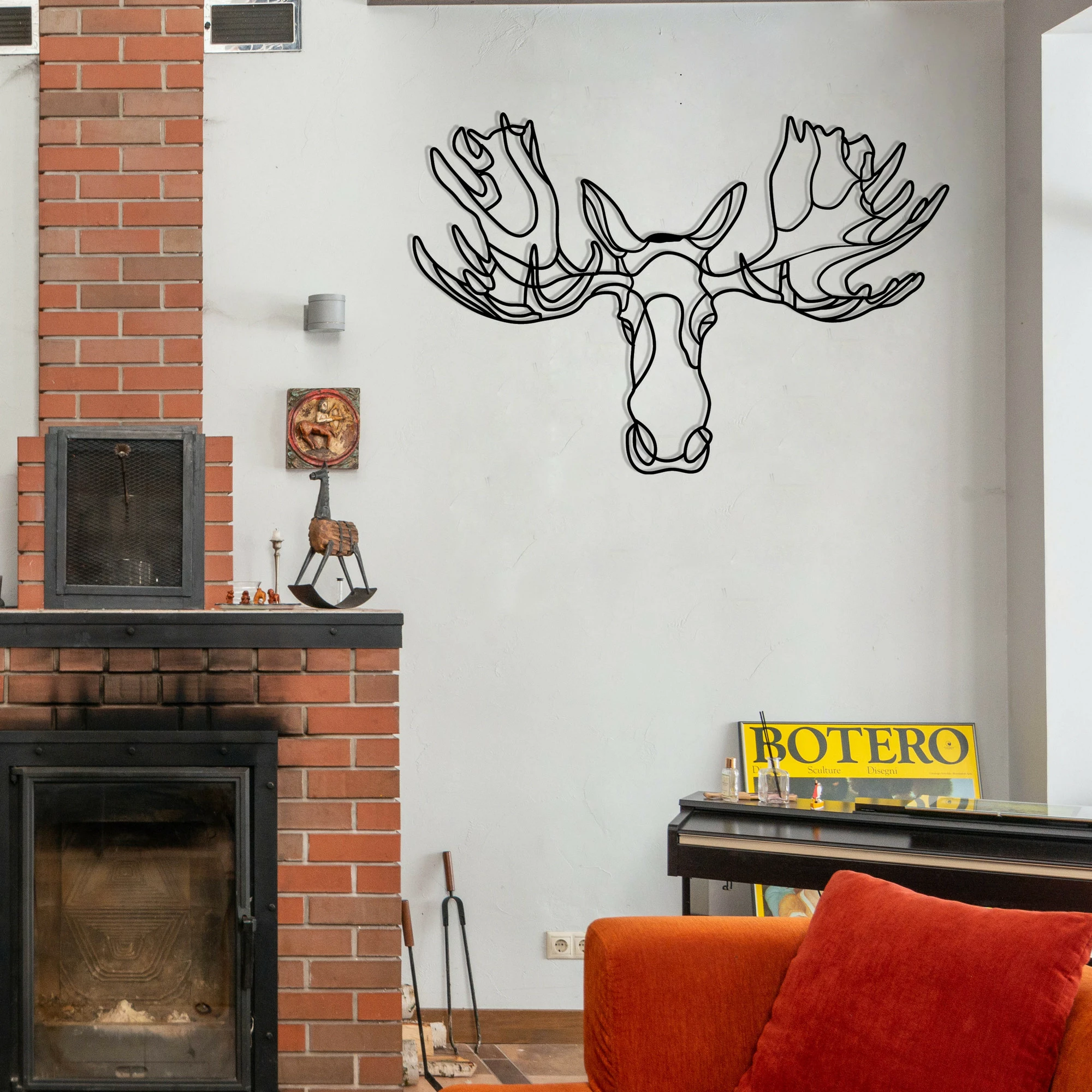 Kovinski stenski dekor Wallity Vaveyla 2, črn, 70 x 47 cm