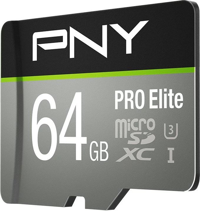 MicroSDXC kartica PNY PRO Elite 64GB, Class 10 UHS-I U3, črno/siva
