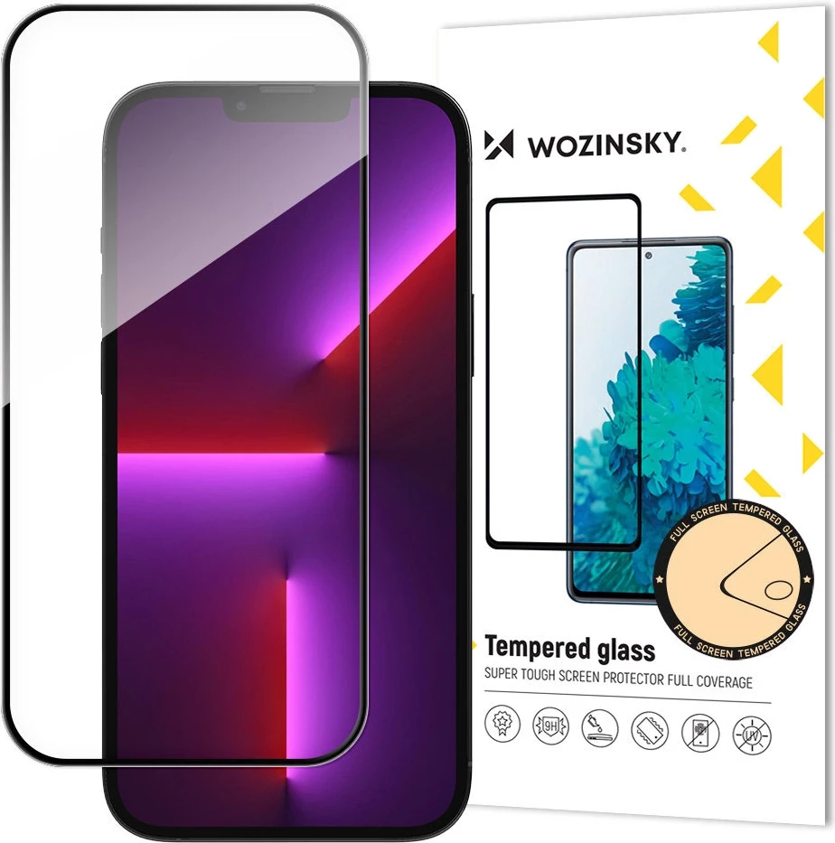 Kaljeno zaščitno steklo Full Glue za iPhone 16, Wozinsky, črni okvir