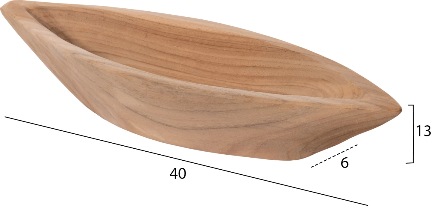 Dekorativna skleda za mizo FH9633 iz tikovine 40x6x13H cm